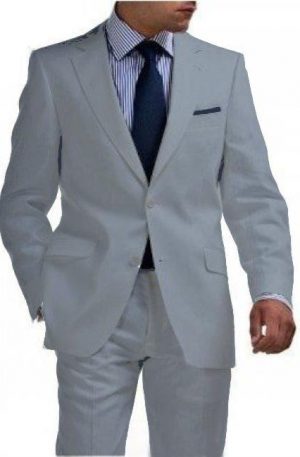 light gray suit