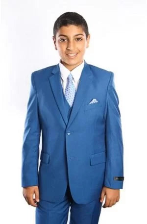 Boys Blue Color Vested Suits