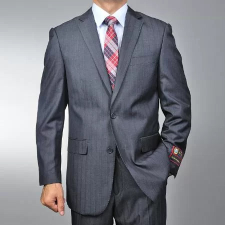 Men's Grey Sharkskin Sharkskin 2-button Suit 1