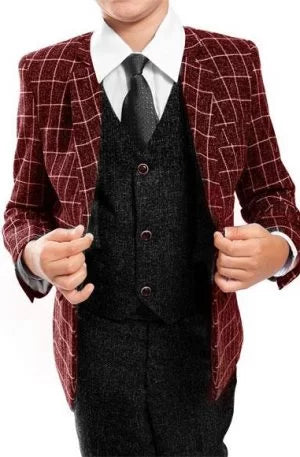 checker brown suit
