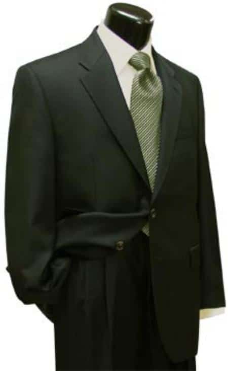 Mens Dark Olive Green (Hunter) 2 Button Super Wool Business ~ Wedding 2 piece Side Vented 2 Piece Suits For Men Side Vented Jacket 1