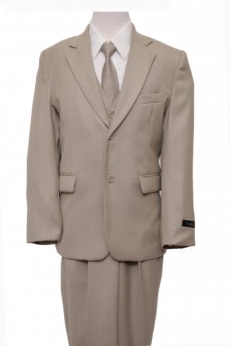 Two Buttons Beige Boys Suit
