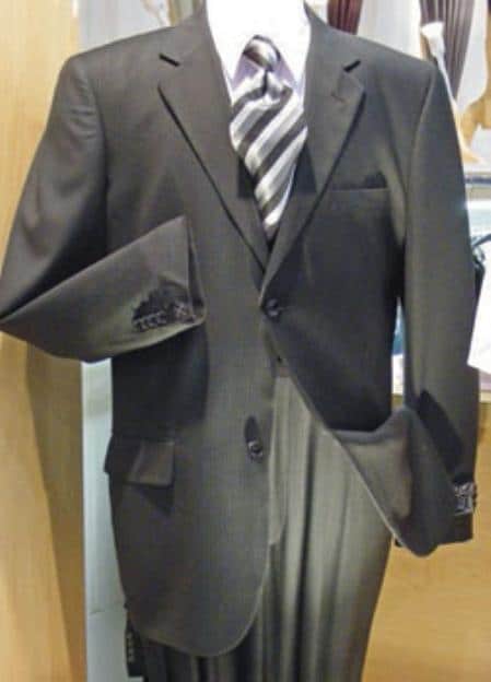 R&H 2 Button Charcoal Gray Side Vents With Flat Front Pants Super 150 Wool Business ~ Wedding 2 piece Side Vented Modern Fit Suit Separate 1