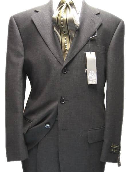 Men's Charcoal Gray 100% Wool Available in 2 or 3 Buttons Style Regular Classic Cut Super 120's Cheap Priced Business Suits Clearance Sale