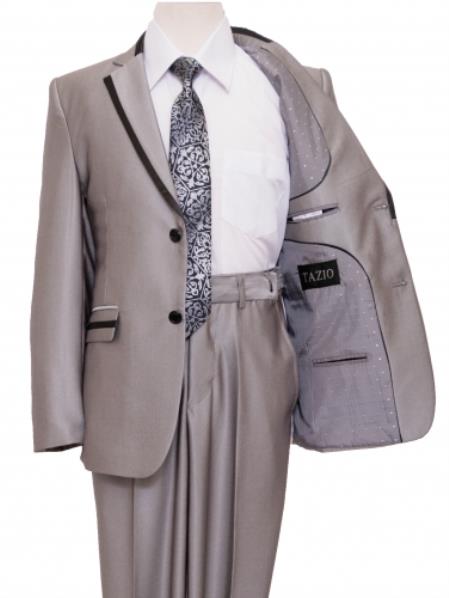 Two Buttons Silver Boys Suit