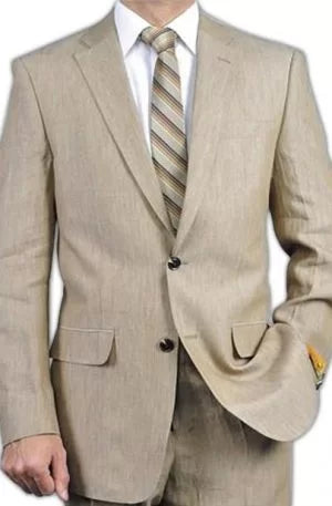 Sizes 2-Btn Notch Lapel Real Linen Suit