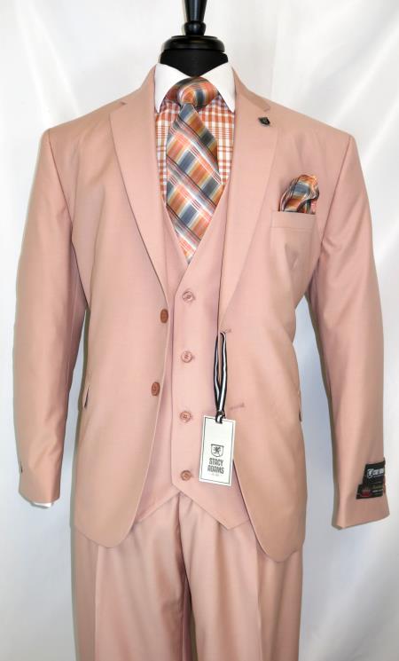 Stacy Adams Mens Two Button Suit Jacket With Notch Lapels Rose Gold ~ Peach ~ Coral 1