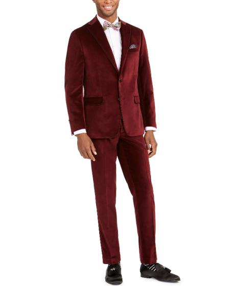 velvet burgundy suit